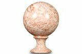 Polished Pink Marble Sphere on Stand - Mexico #265602-1